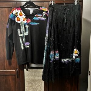 Sarah set Black Crochet Skirt + Sweater 100% cotton